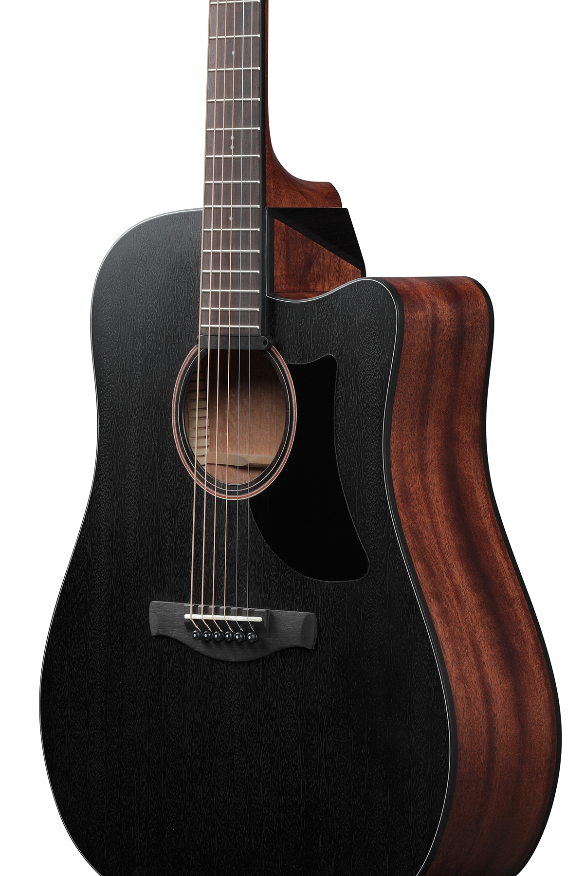 Ibanez Aad190ce Wkh Advanced Dreadnought Cw Tout Okoume Ova - Weathered Black Open Pore - Elektro-akoestische gitaar - Variation 2