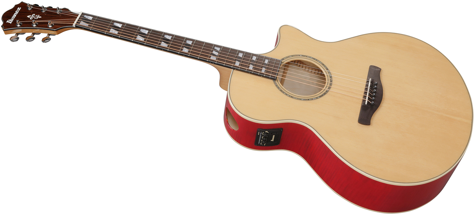 Ibanez Ae170 Ntr Concert Thinline Cw Epicea Erable Ova - Natural Top, Transparent Red Back - Folk gitaar - Variation 2