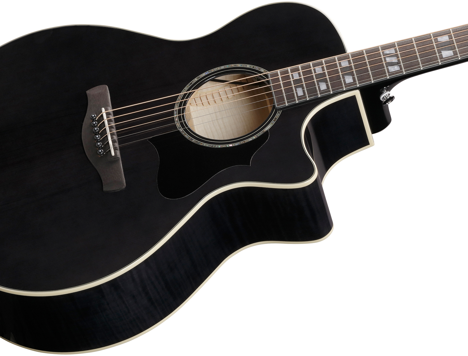 Ibanez Ae170 Tbk Concert Thinline Cw Epicea Erable Ova - Transparent Black - Folk gitaar - Variation 3