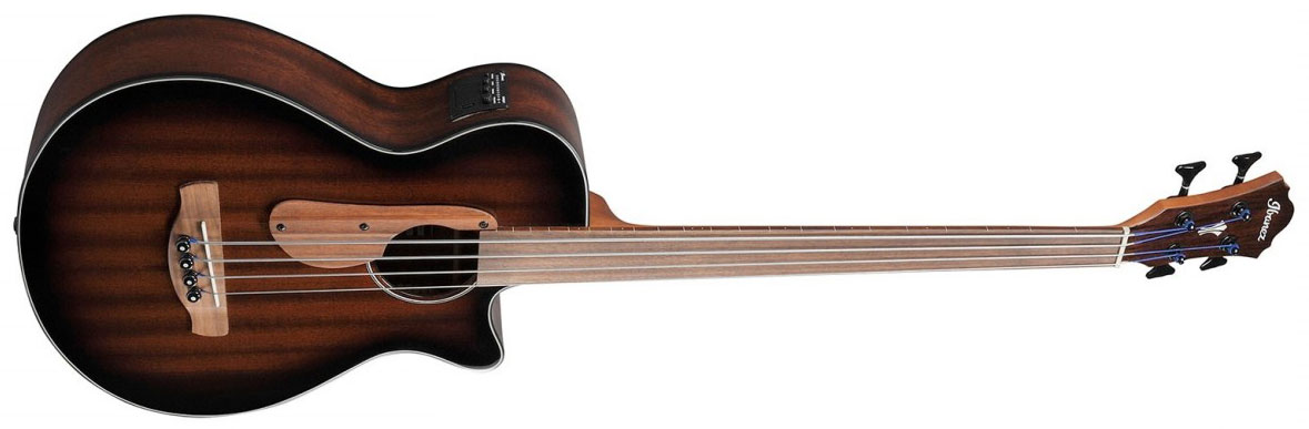 Ibanez Aegb24fe Mhs Fretless Cw Tout Sapele Noy - Mahogany Sunburst - Akoestische bas - Variation 1