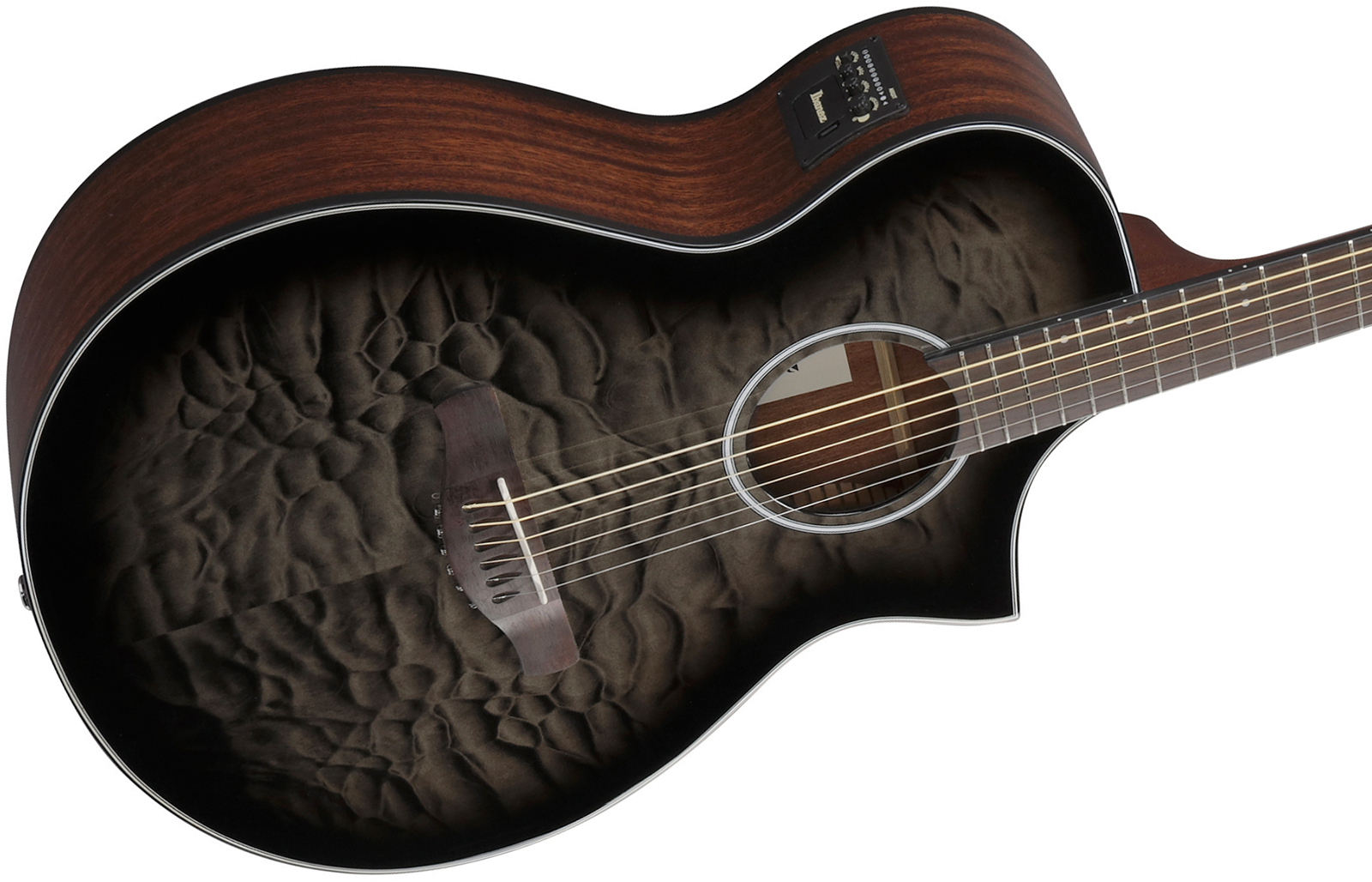 Ibanez Aewc16qa Tkh Grand Concert Cw Tilleul Sapele Rw - Transparent Black Sunburst - Folk gitaar - Variation 2