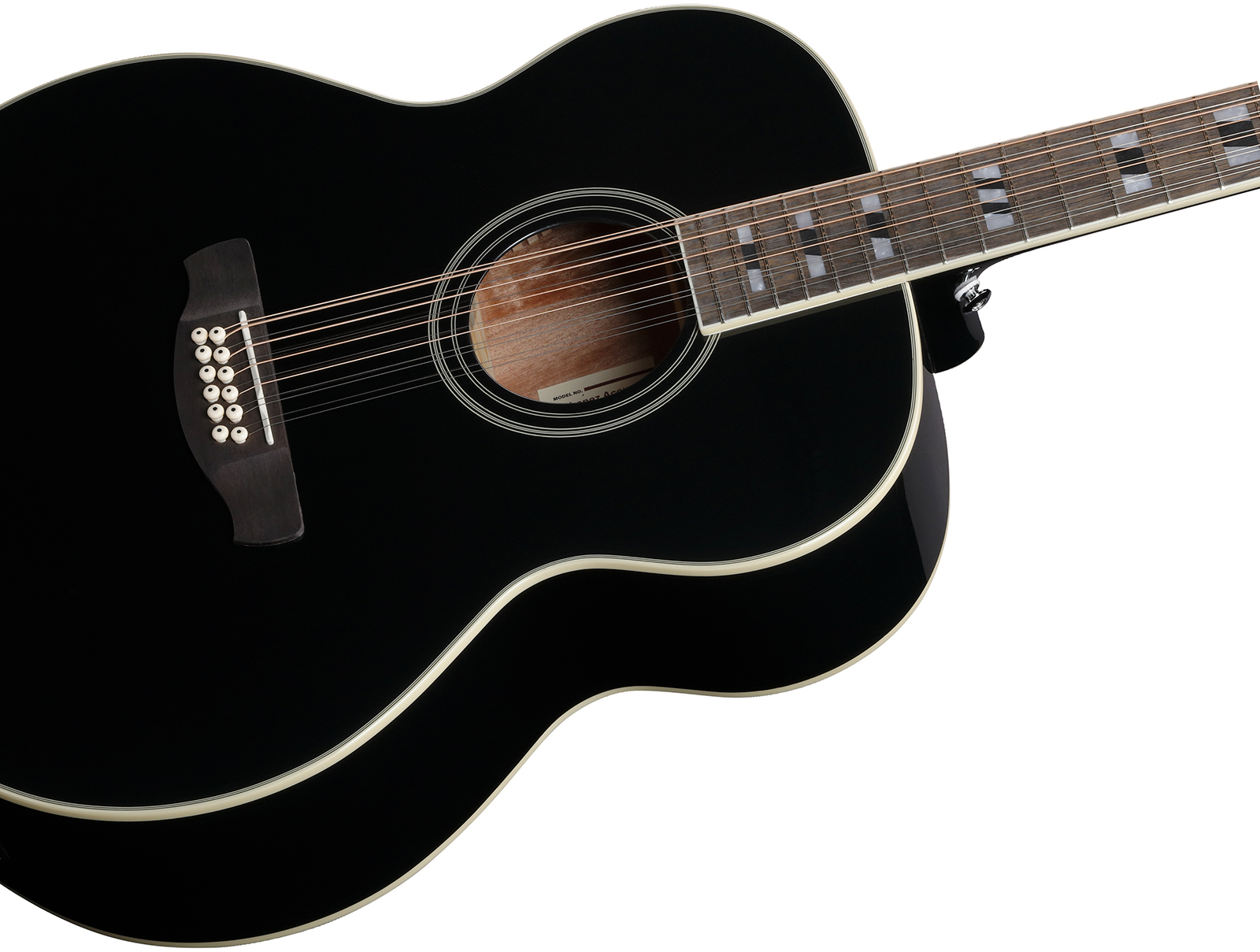 Ibanez Aj7012m1e Bk Jumbo 12c Epicea Okoume Lau - Black - Folk gitaar - Variation 3