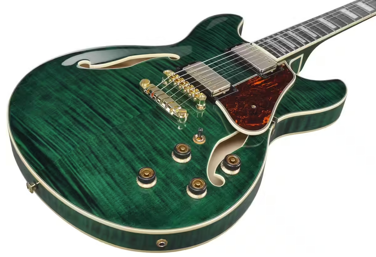 Ibanez As93fm Tmg Artcore Expressionist 2h Ht Eb - Transparent Moss Green - Semi hollow elektriche gitaar - Variation 2