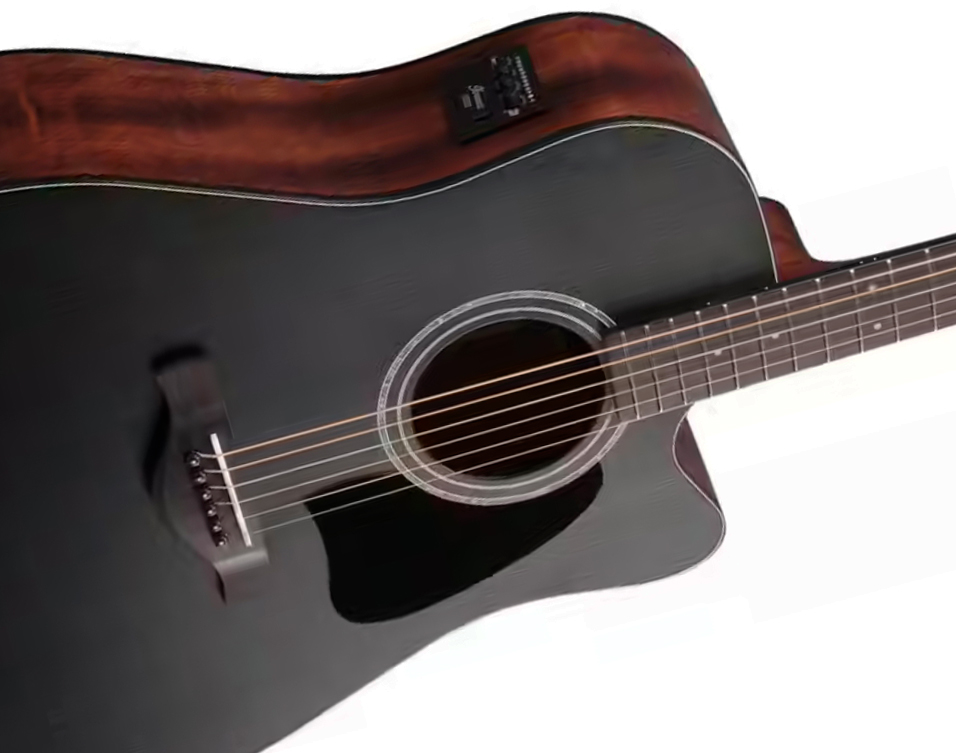 Ibanez Aw247ce Wk Artwood Dreadnought Cw Tout Okoume Ova - Weathered Black Open Pore - Folk gitaar - Variation 2