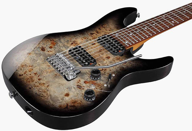 Ibanez Az427p1pb Ckb Premium 7c Hh Seymour Duncan Trem Rw - Charcoal Black Burst - 7-snarige elektrische gitaar - Variation 2