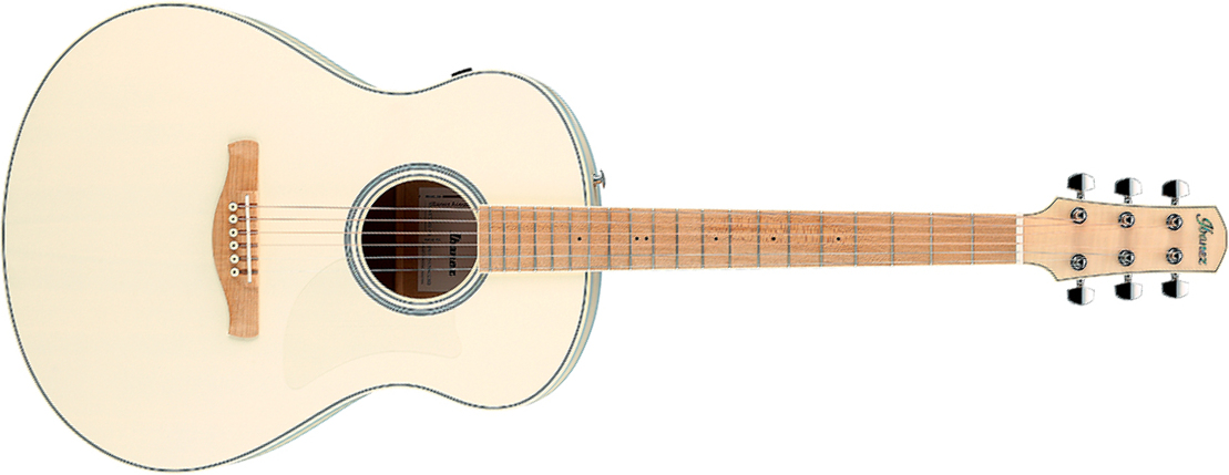 Ibanez Aam370m2e Aib Advanced Auditorium Epicea Erable Mn - Transparent Antique White Ice Blue Open Pore - Folk gitaar - Main picture