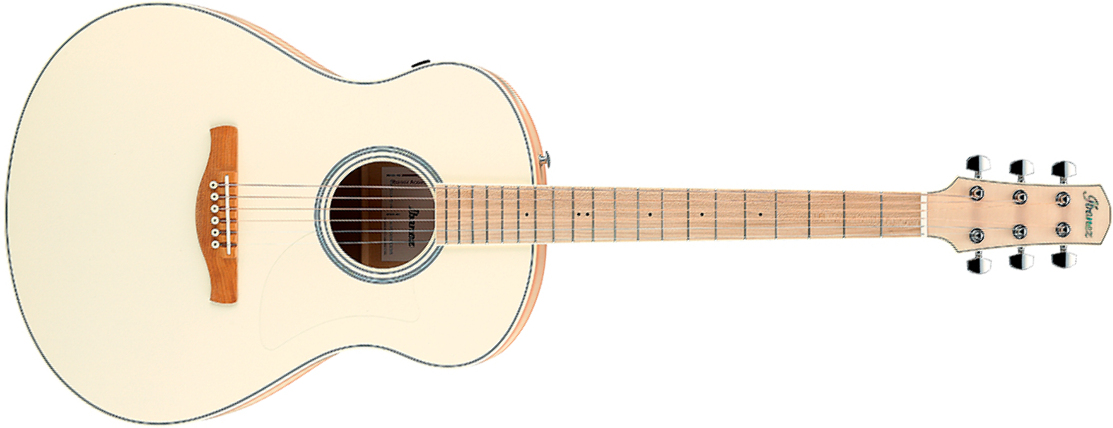 Ibanez Aam370m2e Apf Advanced Auditorium Epicea Erable Mn - Transparent Antique White Peach Fuzz Open Pore - Folk gitaar - Main picture