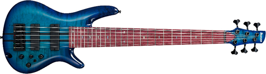 Ibanez Adam Nitti Anb306 Signature 6c Active Bartolini Pur - Transparent Blue - Solid body elektrische bas - Main picture