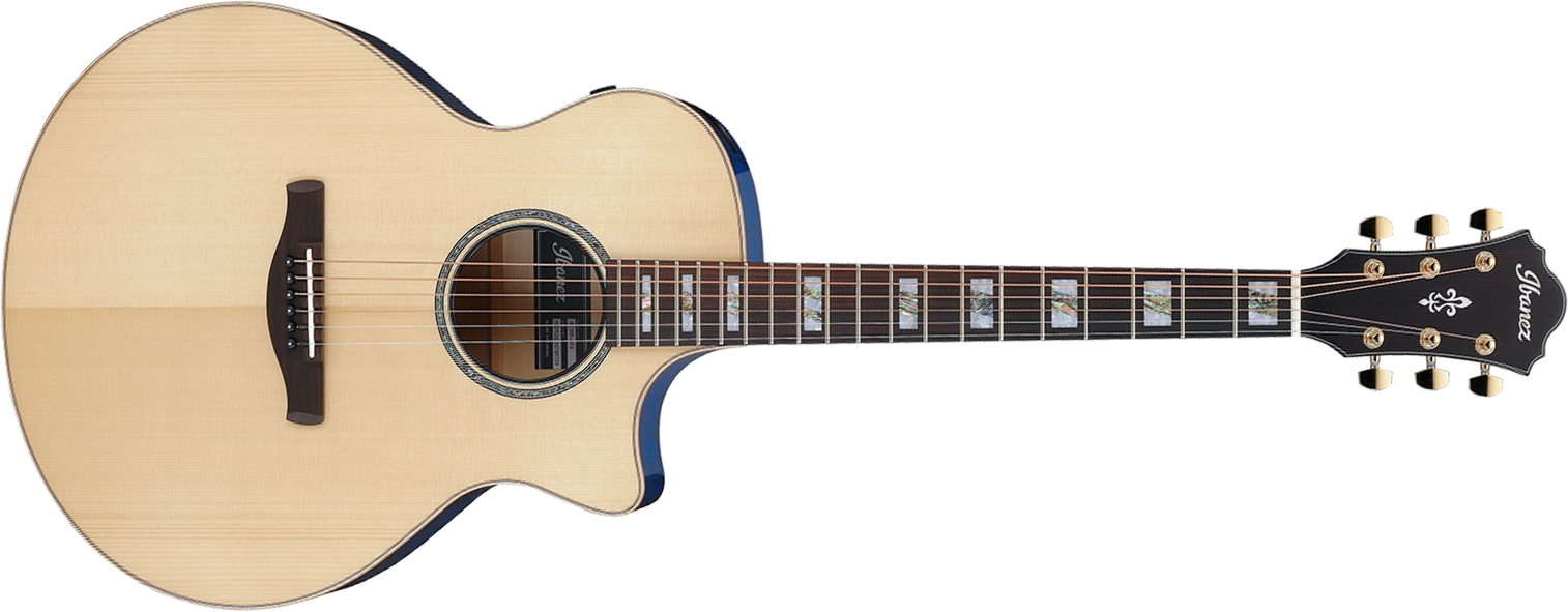 Ibanez Ae390 Nta Concert Thinline Cw Epicea Erable Rw - Natural Top / Aqua Blue Back - Folk gitaar - Main picture