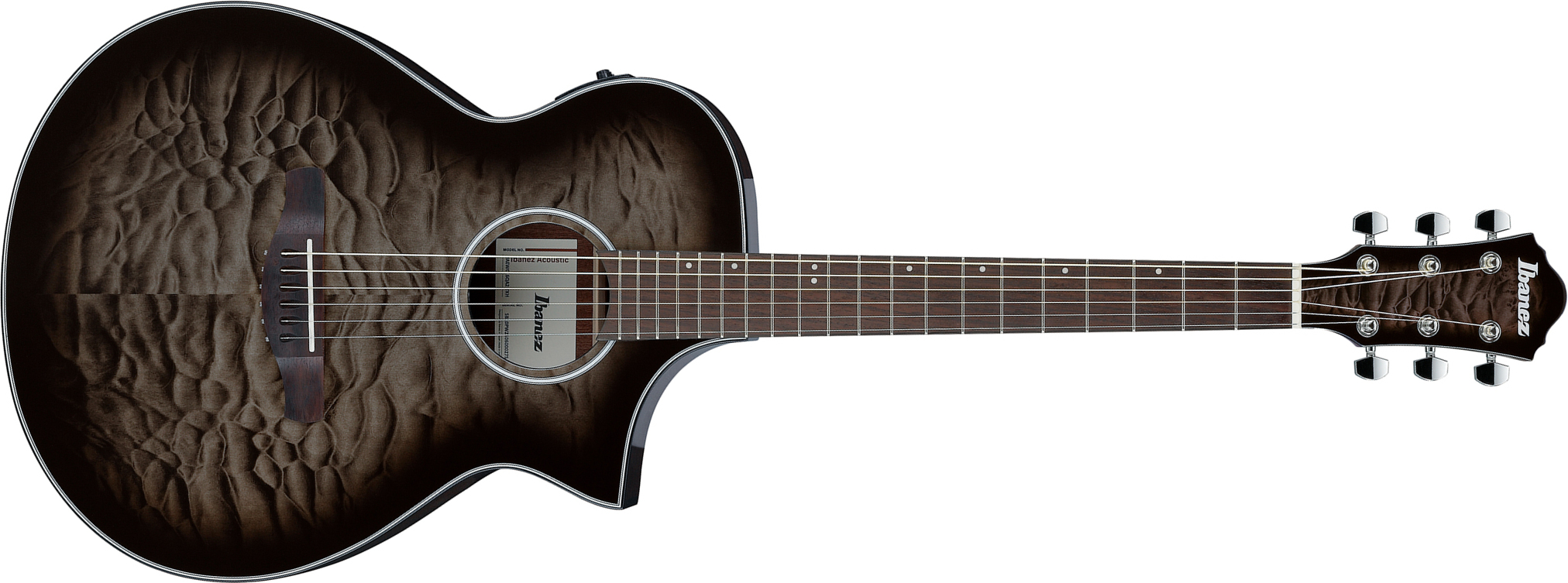 Ibanez Aewc16qa Tkh Grand Concert Cw Tilleul Sapele Rw - Transparent Black Sunburst - Folk gitaar - Main picture