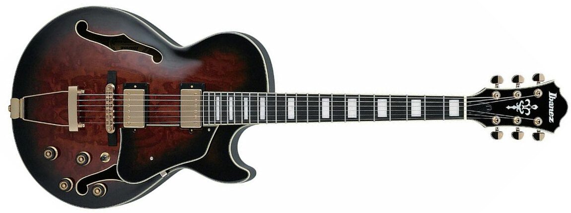 Ibanez Ag95qa Dbs Artcore Expressionist Hh Ht Eb - Dark Brown Sunburst - Hollow bodytock elektrische gitaar - Main picture