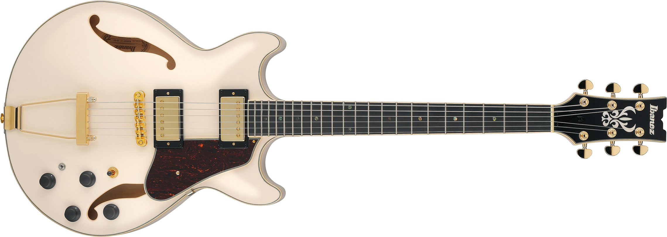 Ibanez Amh90 Iv Artcore Expressionist 2h Ht Eb - Ivory - Hollow bodytock elektrische gitaar - Main picture