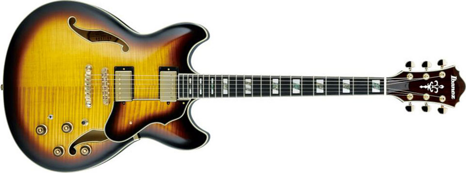 Ibanez As153 Ays Artstar Hh Ht Eb - Antique Yellow Sunburst - Semi hollow elektriche gitaar - Main picture