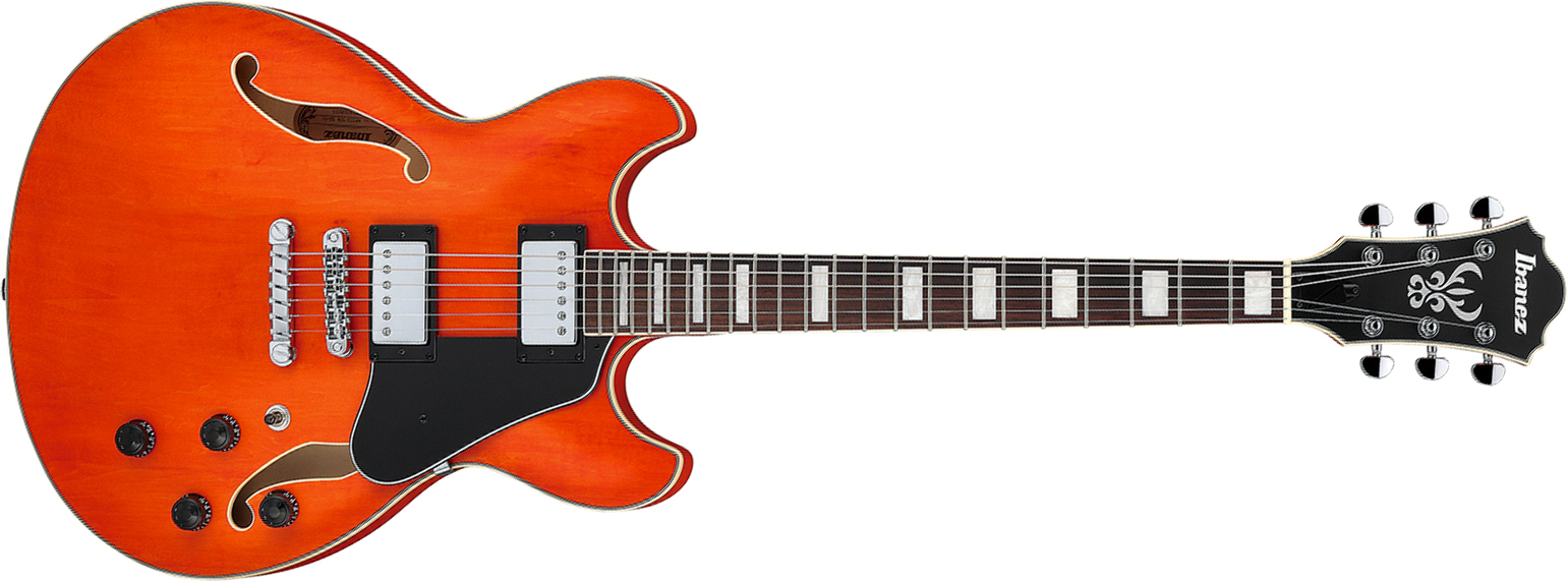 Ibanez As73 Ttf Artcore 2h Ht Rw - Transparent Tangerine Flat - Semi hollow elektriche gitaar - Main picture