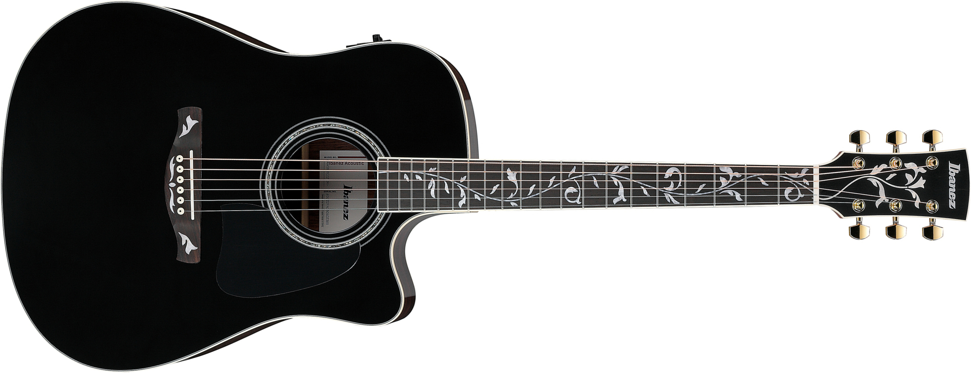 Ibanez Aw391rce Bkh Artwood Dreadnought Cw Epicea Palissandre Rw - Black Top - Folk gitaar - Main picture