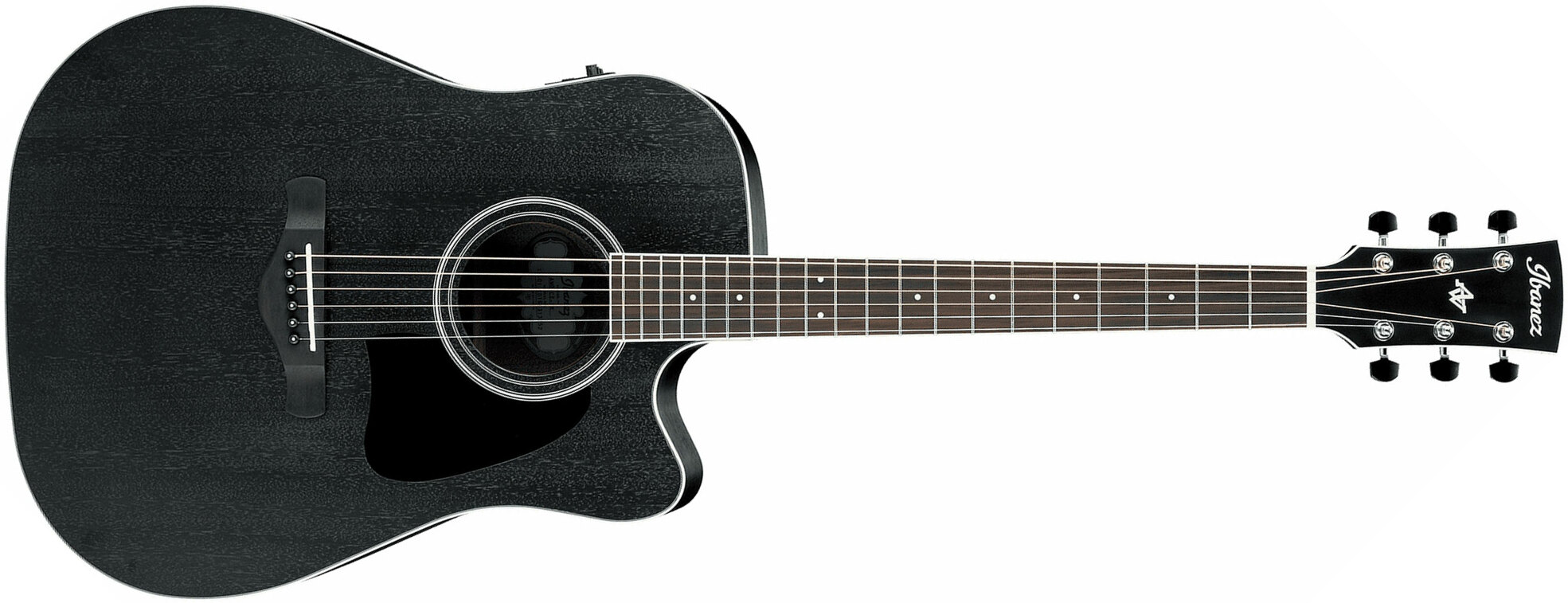 Ibanez Aw84ce Wk Artwood Dreadnought Cw Tout Okoume Ova - Weathered Black Open Pore - Elektro-akoestische gitaar - Main picture