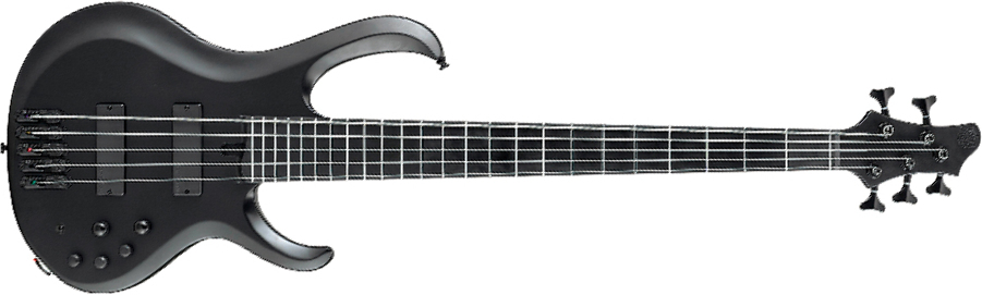 Ibanez Btb625ex Bkf Iron Label 5c Active Bartolini Ebo - Black Flat - Solid body elektrische bas - Main picture