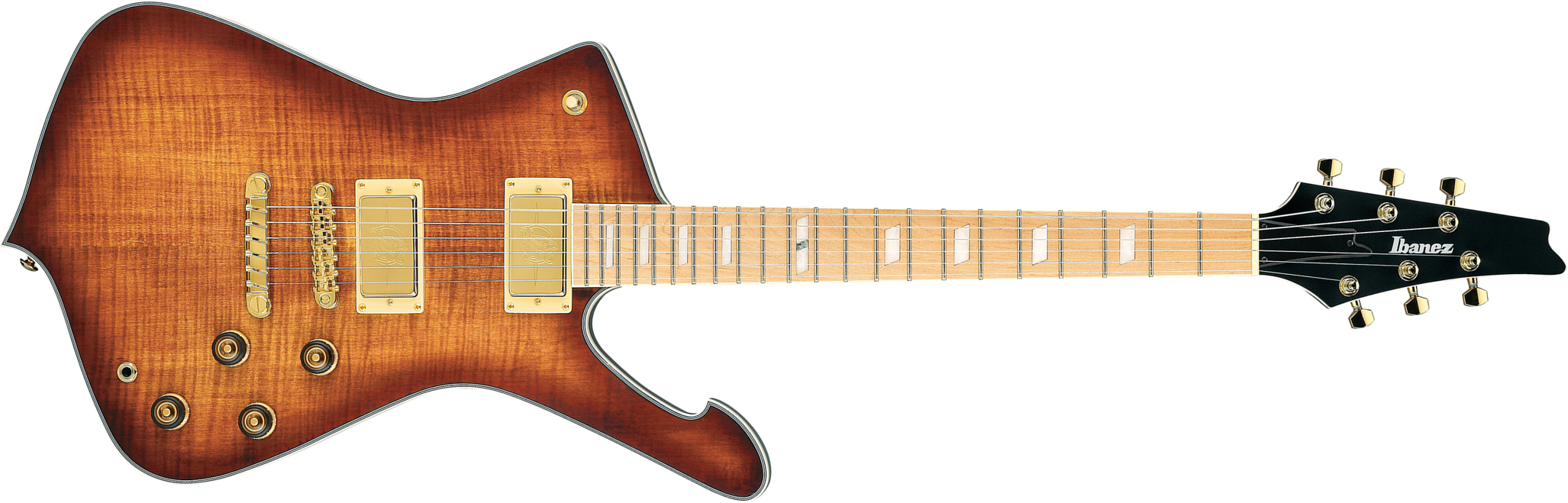 Ibanez Ic420mfm Cml Iceman 2h Ht Mn - Caramel Burst Low Gloss - Retro-rock elektrische gitaar - Main picture