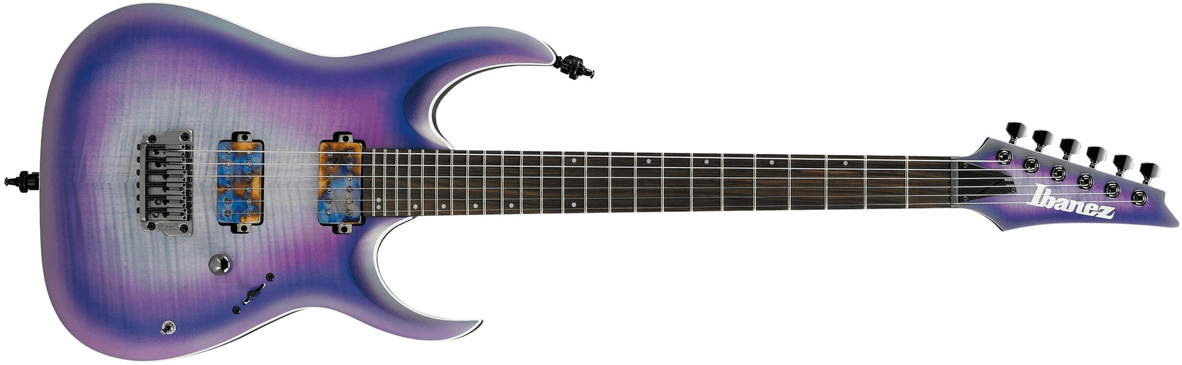 Ibanez Rga61al Iaf Axion Label Hh Bare Knuckle Ht Eb - Indigo Aurora Burst Flat - Metalen elektrische gitaar - Main picture