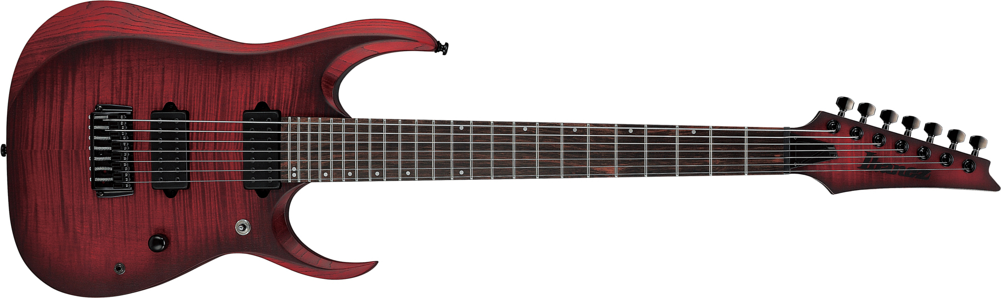 Ibanez Rgd721fa Wuf Iron Label 7c Baryton 2h Dimarzio Ht Eb - Stained Wine Red Burst Flat - Bariton elektrische gitaar - Main picture