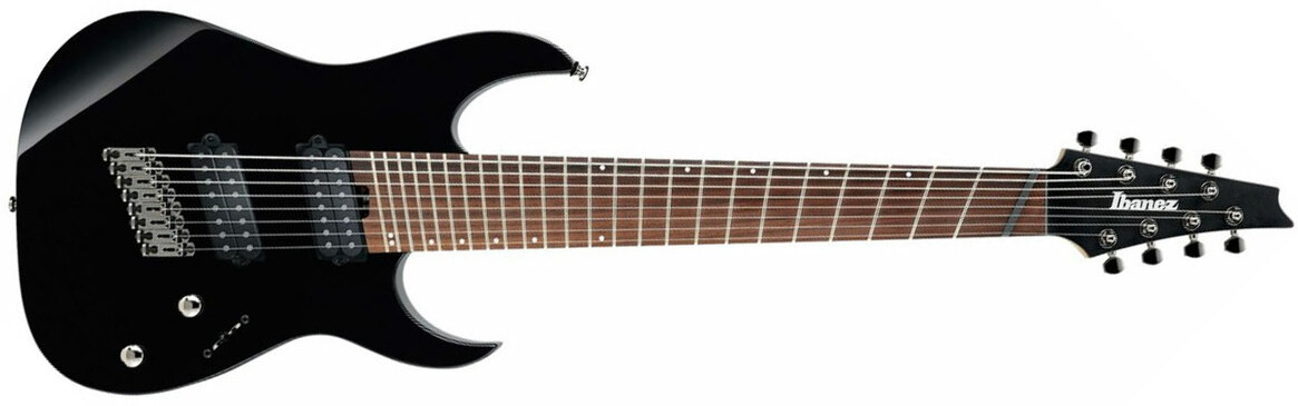 Ibanez Rgms8 Bk 8c Multiscale 2h Ht Jat - Black - Bariton elektrische gitaar - Main picture
