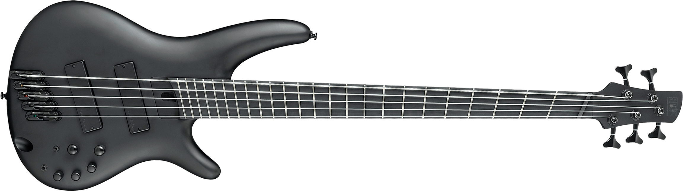 Ibanez Srms625ex Bkf Iron Label 5c Active Bartolini Ebo - Black Flat - Solid body elektrische bas - Main picture