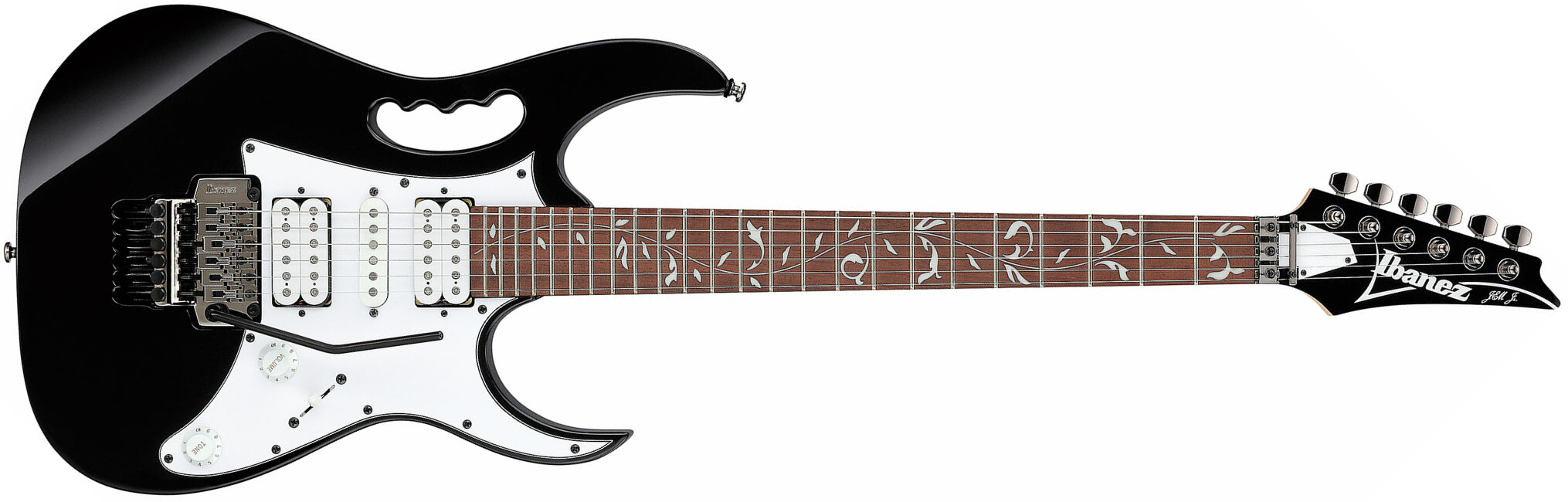 Ibanez Steve Vai Jemjr Bk Signature Hsh Fr Jat - Black - Elektrische gitaar in Str-vorm - Main picture