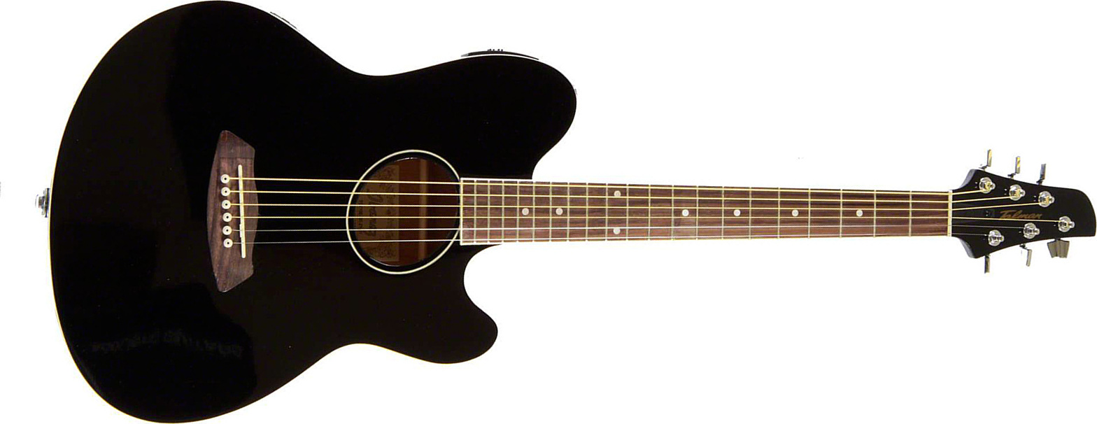 Ibanez Tcy10e Bk Talman Cw Epicea Sapele Pur - Black - Folk gitaar - Main picture