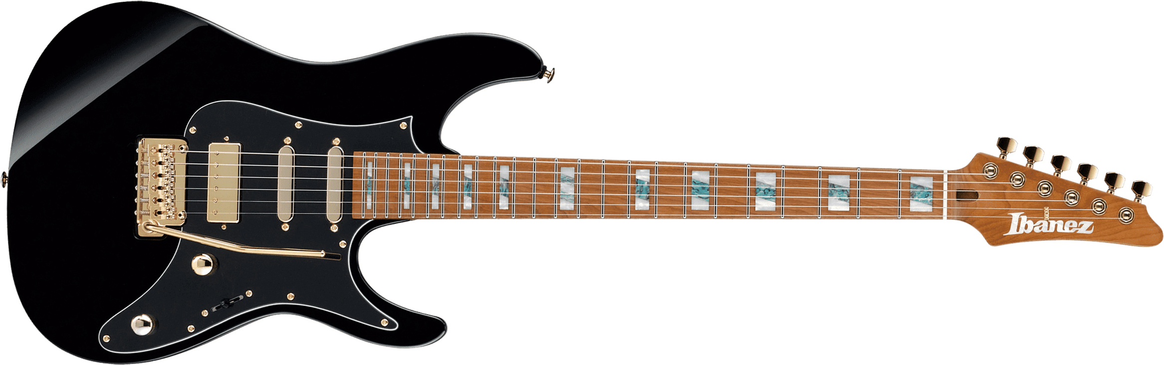 Ibanez Tim Henson Thbb10 Bk Premium Signature Hss Trem Mn +housse - Black - Elektrische gitaar in Str-vorm - Main picture
