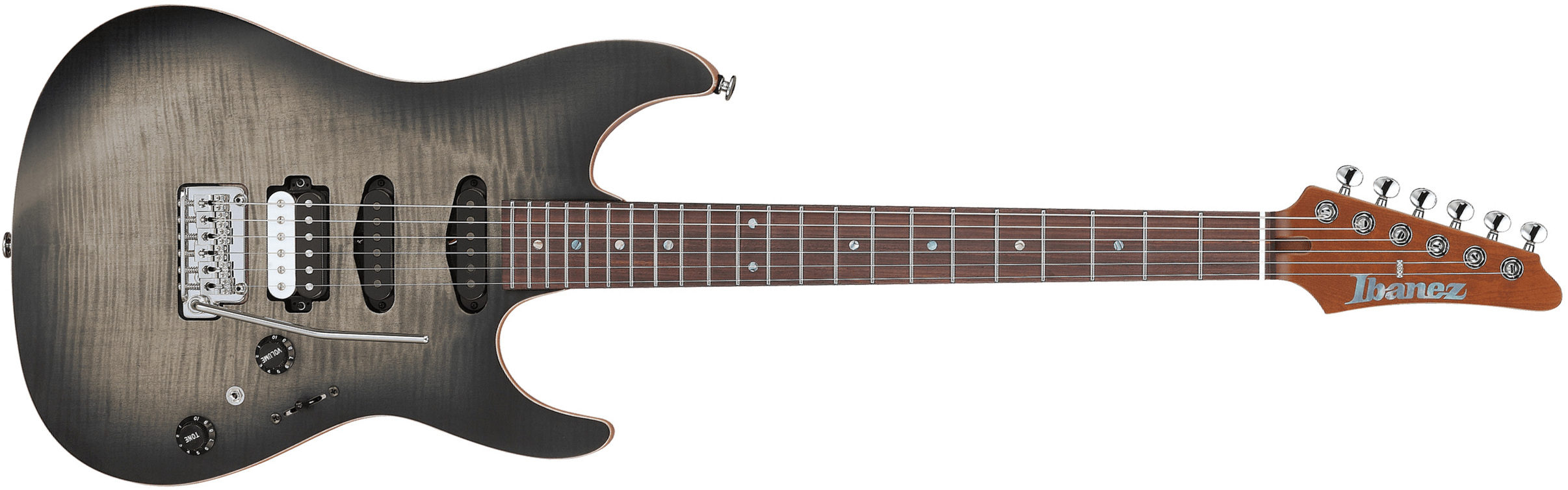 Ibanez Tom Quayle Tqm2 Jap Signature Hss Trem Rw - Charcol Black Burst Flat - Kenmerkende elektrische gitaar - Main picture