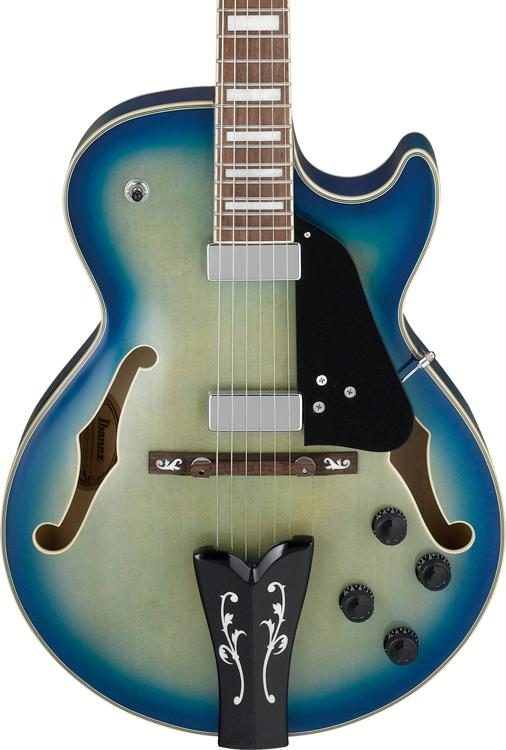 Ibanez George Benson Gb10em Jbb Signature Hh Ht Eb - Jet Blue Burst - Hollow bodytock elektrische gitaar - Variation 1