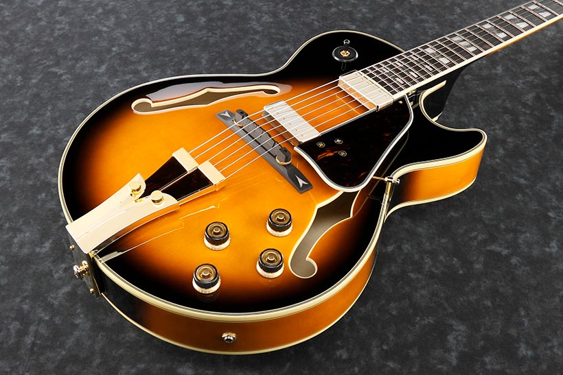 Ibanez George Benson Gb10se Bs Signature Hh Ht Eb - Brown Sunburst - Hollow bodytock elektrische gitaar - Variation 1