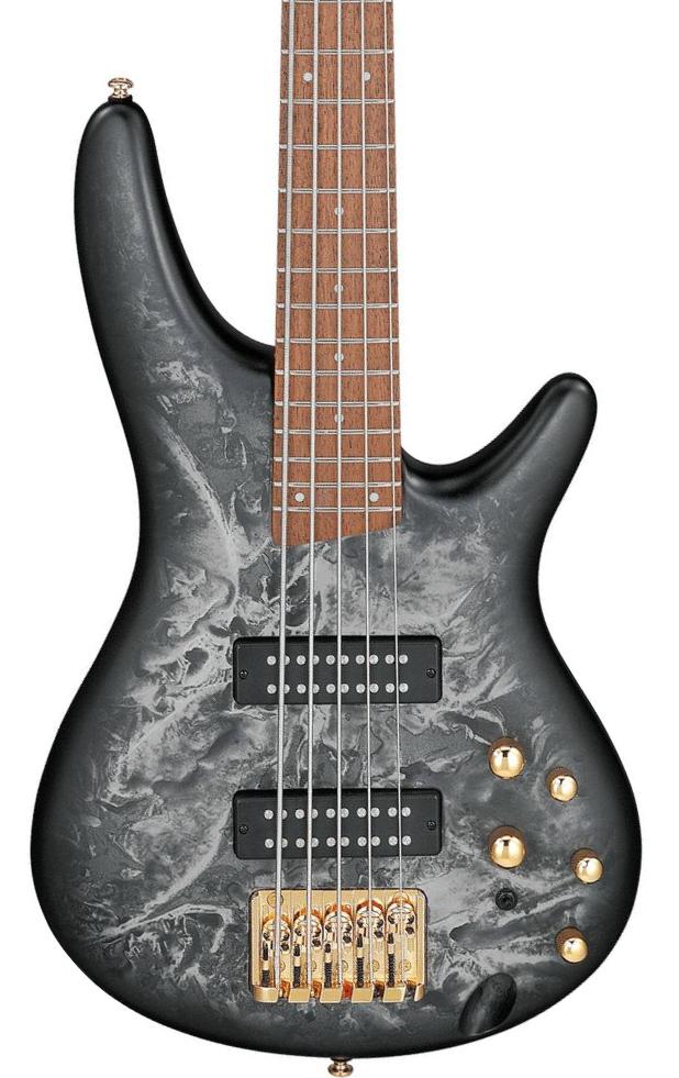 Solid body elektrische bas Ibanez SR300EDX BZM 5-String Standard - Black ice frozen matte