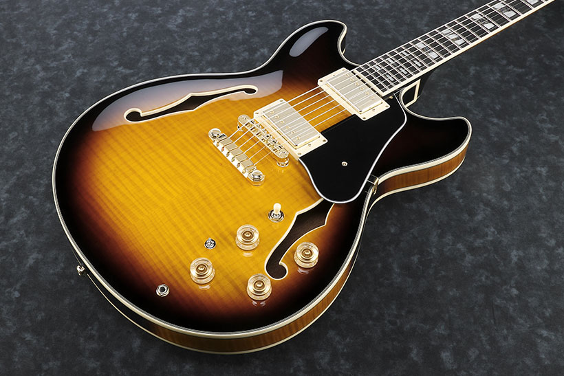 Ibanez John Scofield Jsm10 Vys Signature Hh Ht Eb - Vintage Yellow Sunburst - Semi hollow elektriche gitaar - Variation 1