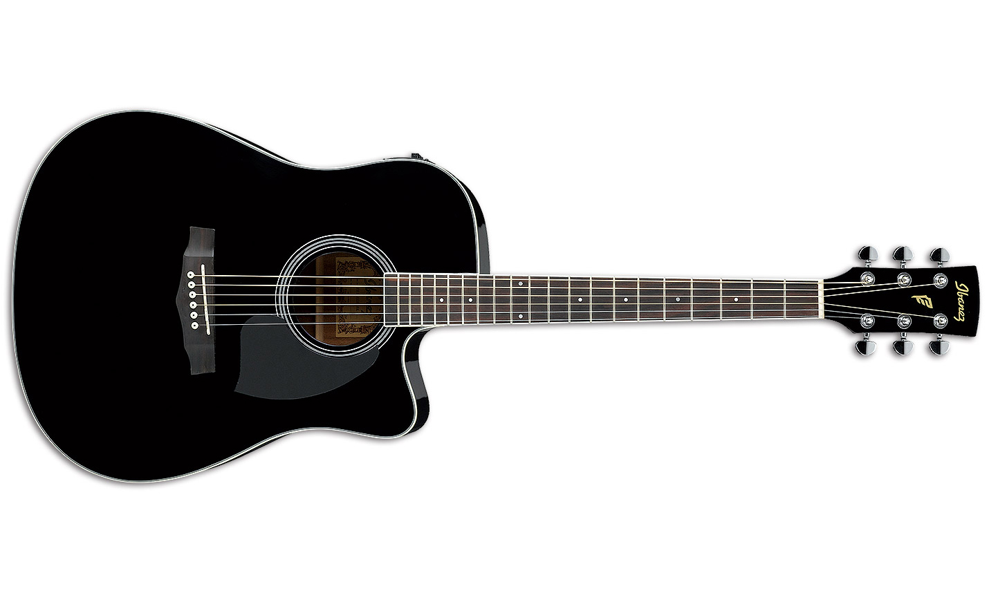 Ibanez Pf15ece Bk Dreadnought Cw Epicea Acajou Lau - Black - Elektro-akoestische gitaar - Variation 1