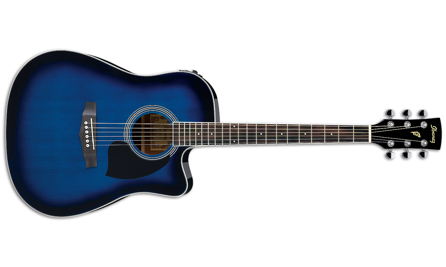 Ibanez Pf15ece Tbs Dreadnought Cw Epicea Acajou Lau - Trans Blue Sunburst - Elektro-akoestische gitaar - Variation 1