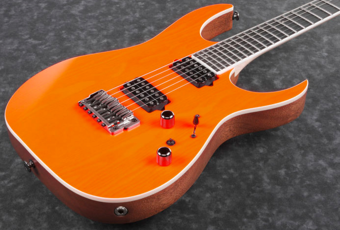 Ibanez Rgr5221 Tfr Prestige Jap Ht Bare Knuckle Hh Eb - Transparent Fluorescent Orange - Elektrische gitaar in Str-vorm - Variation 2