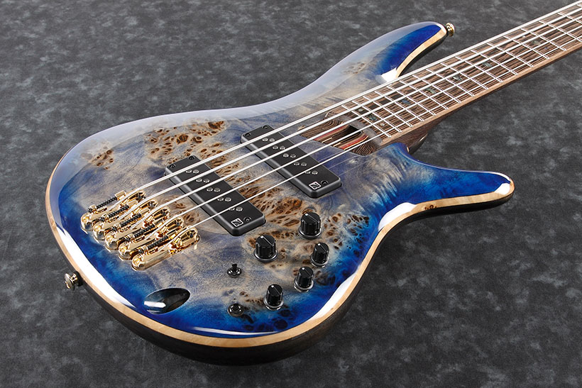 Ibanez Sr2605e Cbb Premium 5-cordes Active Jat - Cerulean Blue Burst - Solid body elektrische bas - Variation 1