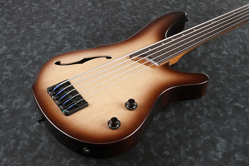 Ibanez Srh505f Nnf Fretless Bass Workshop Pan - Dragon Eye Burst Flat - Solid body elektrische bas - Variation 1