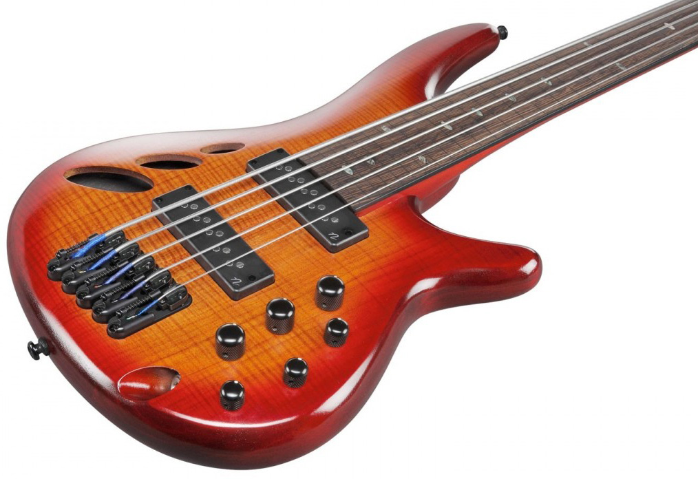 Ibanez Srd905f Fretless Workshop 5c Active Piezo Pp - Brown Topaz Burst Low Gloss - Hollow body elektrische bas - Variation 2