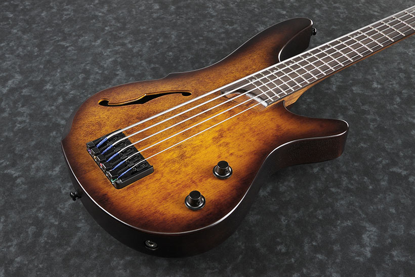 Ibanez Srh505 Def Workshop 5-cordes Piezo - Dragon Eye Burst Flat - Hollow body elektrische bas - Variation 1