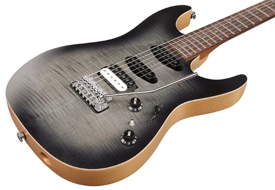 Ibanez Tom Quayle Tqm2 Jap Signature Hss Trem Rw - Charcol Black Burst Flat - Kenmerkende elektrische gitaar - Variation 2