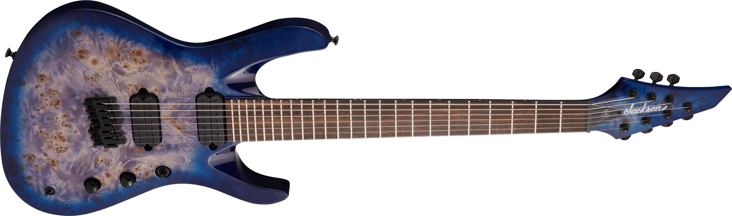 Jackson Chris Broderick Soloist 7 Pro 2h Dimarzio Ht Lau - Trans Blue Poplar - 7-snarige elektrische gitaar - Variation 2