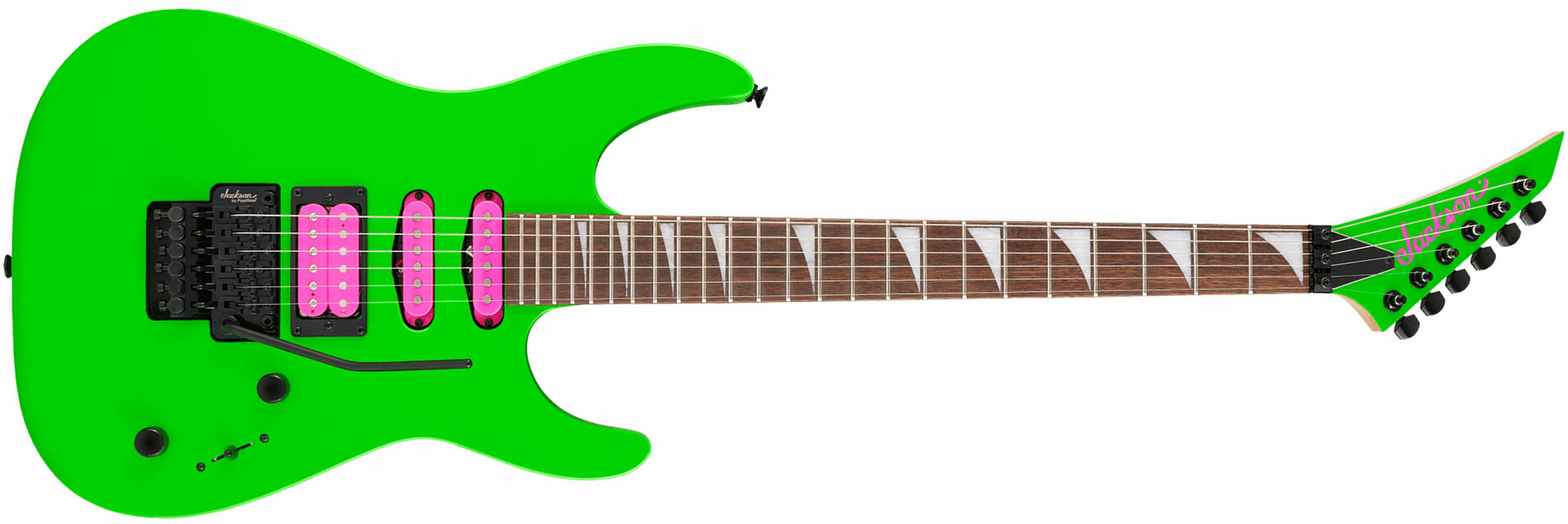 Jackson Dinky Dk3xr Hss Fr Lau - Neon Green - Elektrische gitaar in Str-vorm - Main picture