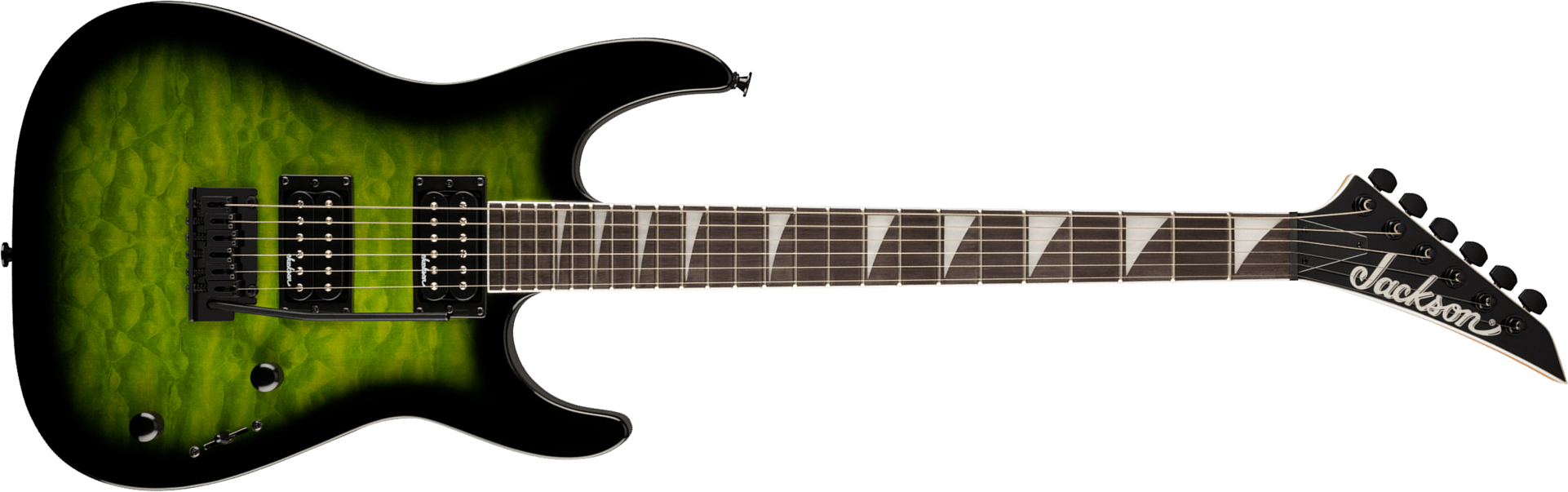 Jackson Dinky Js20 Dkq 2pt 2h Trem Ama - Transparent Green Burst - Elektrische gitaar in Strat vorm - Main picture