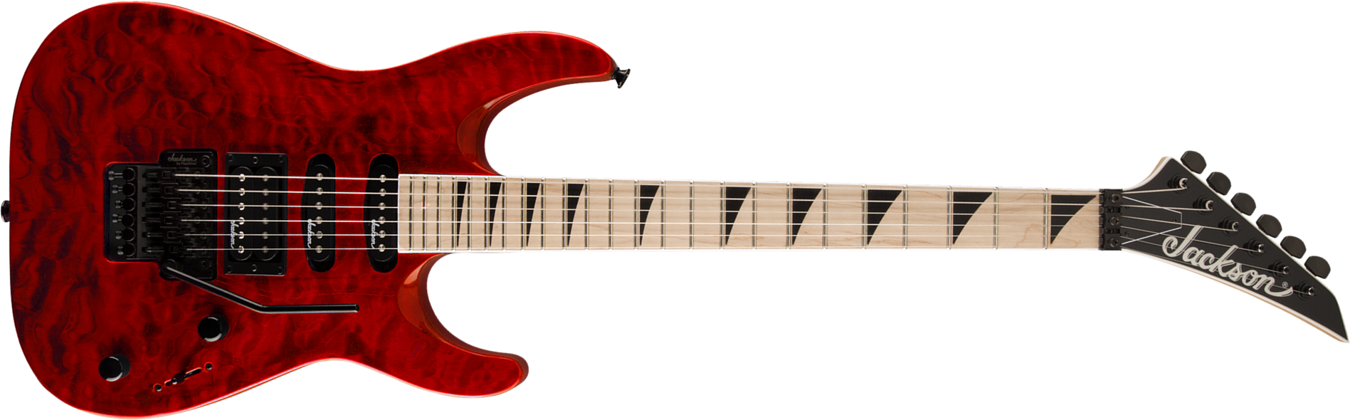 Jackson Dinky Js34q Dka Hss Fr Mn - Trans Red - Metal elektrische gitaar - Main picture