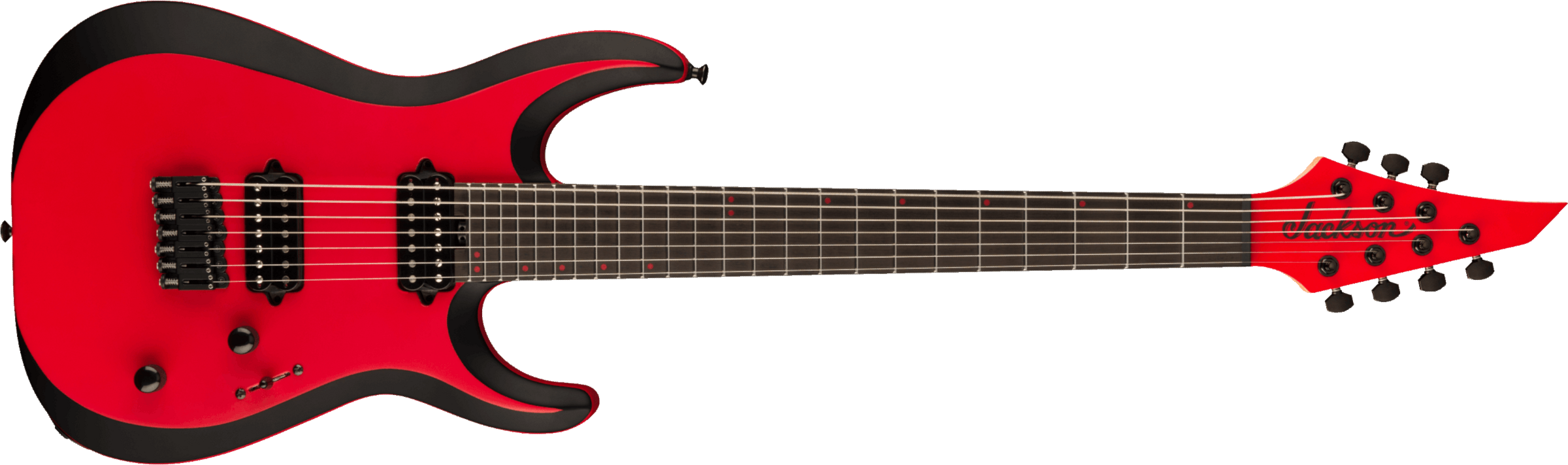 Jackson Dinky Mdk Ht7 Pro Plus 2h Bare Knuckle Eb - Satin Red W/black Bevels - 7-snarige elektrische gitaar - Main picture
