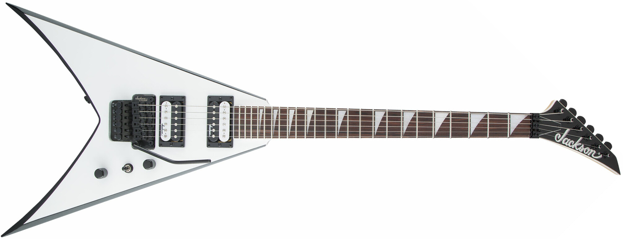 Jackson King V Js32 2h Fr Ama - White Black Bevels - Metalen elektrische gitaar - Main picture
