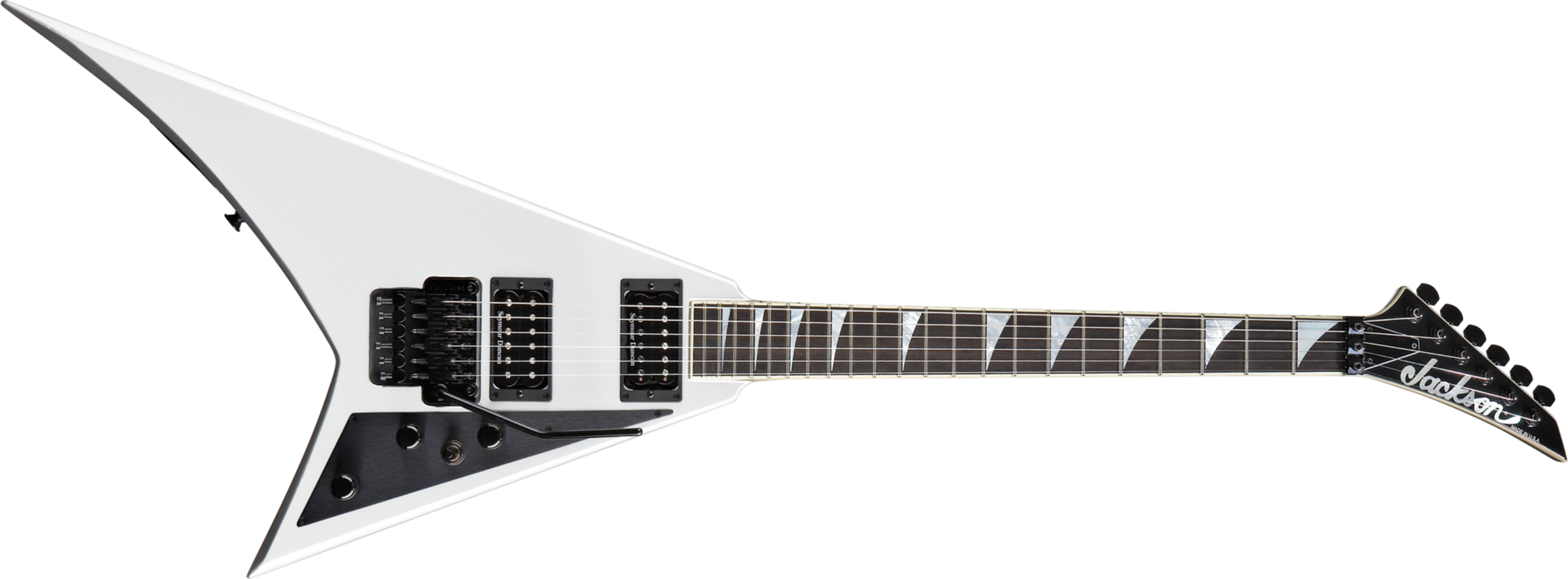 Jackson Randy Rhoads Rr1 Select Usa 2h Seymour Duncan Fr Eb - White With Black Pinstripes - Metalen elektrische gitaar - Main picture
