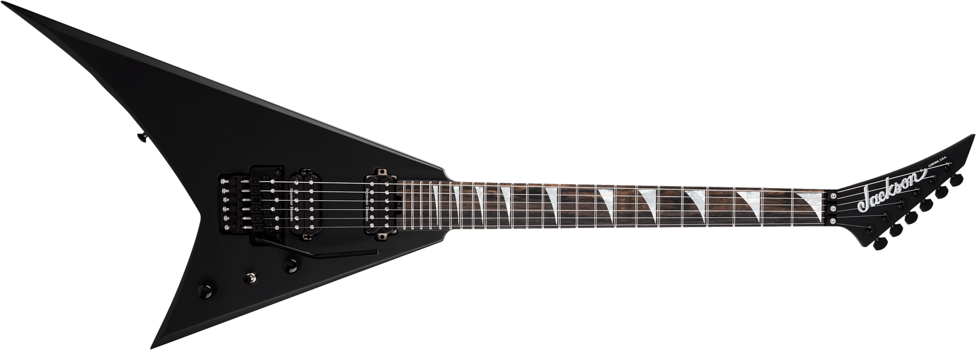 Jackson Rhoads Rr24 American 2h Seymour Duncan Fr Eb - Satin Black - Metal elektrische gitaar - Main picture